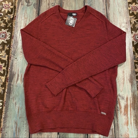 GBG Los Angeles NWT Sweater XL Red Premium Cotton Raul LS Crew Men’s Maroon New - Picture 2 of 9